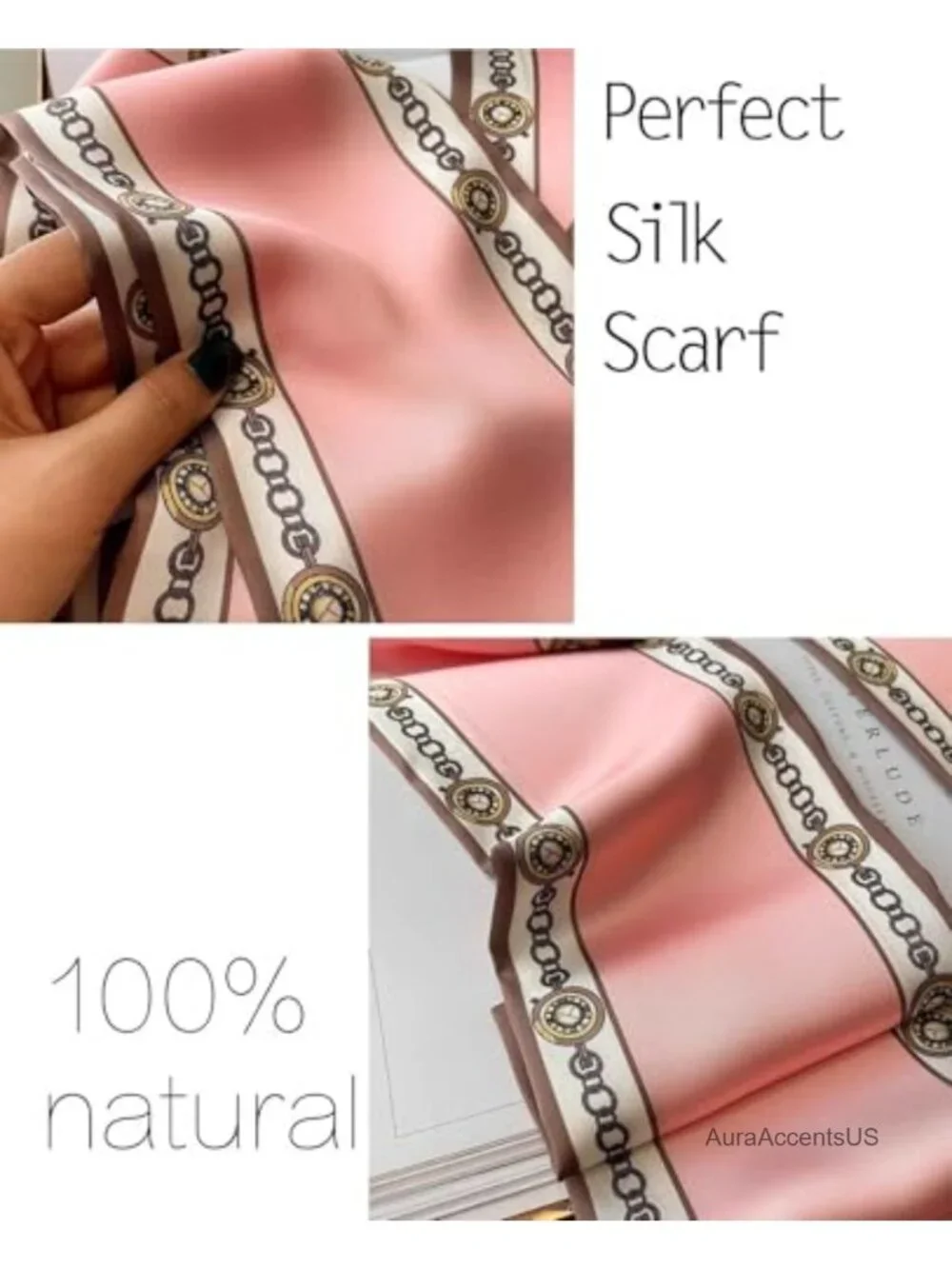 Satin Silk Feel Square Head Scarf Neck Scarf for Bag Decor